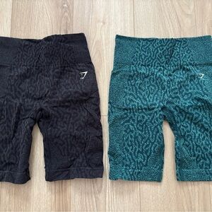 Gymshark Black and Green Patterned Bike Shorts